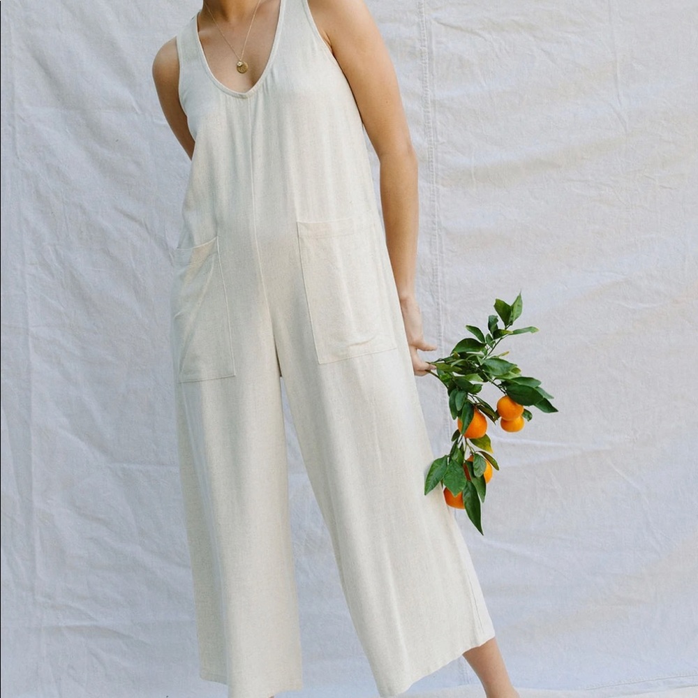 Rachel Pally Linen Remy Jumpsuit in Natural, XS